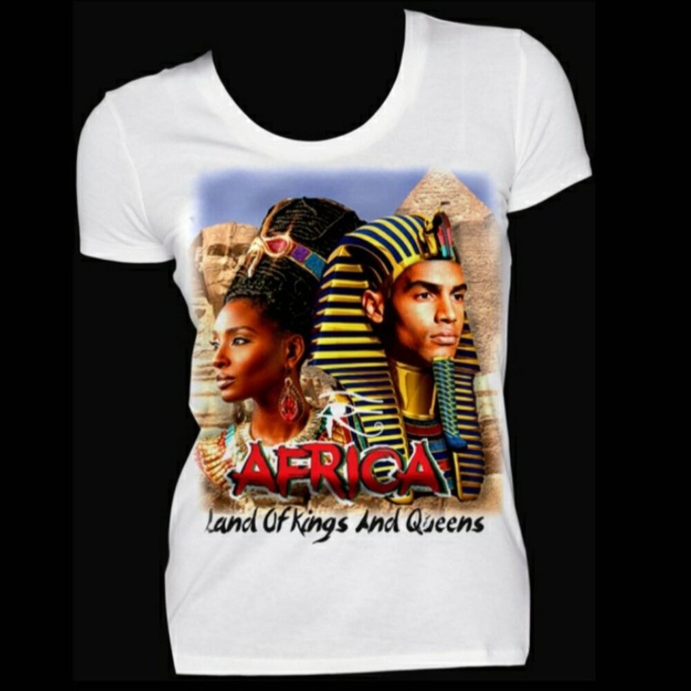 AFRICA Land of Kings and Queens Fitted White Crew Neck Tshirt